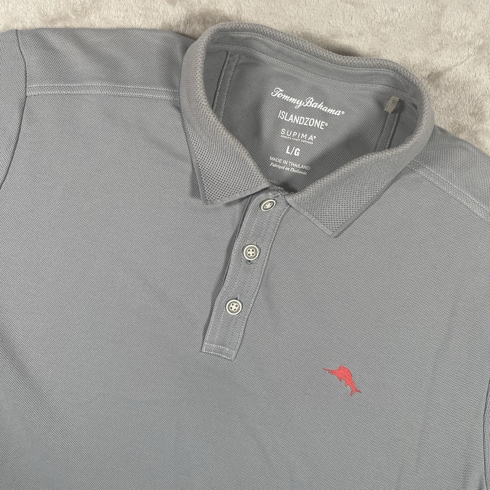 Tommy Bahama Islandzone Short Sleeve Polo Gray Men's L Button Embroidery